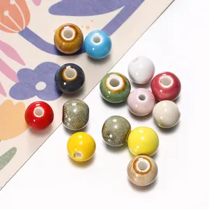 Assorted 6-10mm ceramic beads with vibrant colors and glazed textures for DIY jewelry