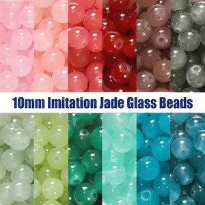 Cuentas de Vidrio de Imitación de Jade de 10mm Cuentas de Espaciador Sueltas Redondas de Lampwork para la Fabricación de Joyas de Bricolaje Accesorios para Pulseras y Collares