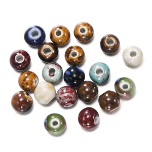 Mixed color ceramic round beads with glazed finish for DIY jewelry making 6-10mm