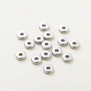 Smooth silver-plated brass car-wheel spacer beads for professional DIY jewelry making