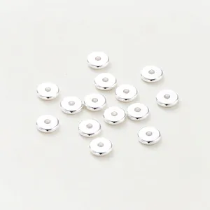 Silver plated flat wheel spacer beads for DIY jewelry making and bracelet crafting