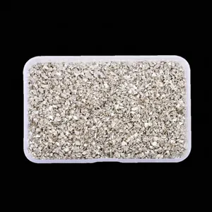 Close-up of metallic silver crushed glass stones for DIY jewelry and nail art