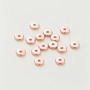 Rose gold plated copper wheel spacer beads for DIY jewelry making accessories