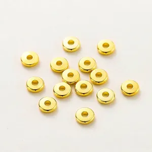 High-quality polished 18K gold-plated wheel spacer beads for DIY jewelry findings.