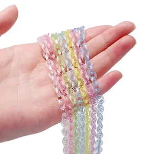 Detailed macro view of colorful transparent acrylic chains for DIY crafts and masks