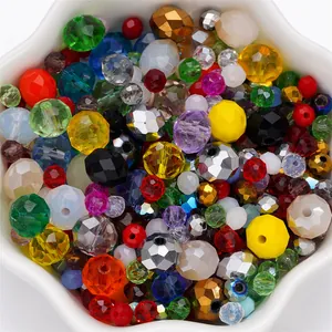 Mixed Color Faceted Crystal Glass Beads Assorted Rhombus Wheel Spacer Beads For Jewelry Making DIY Handmade Crafts Accessories