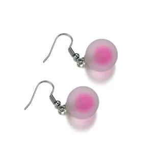 Detail showing frosted pink acrylic double-layer round beads for DIY jewelry making