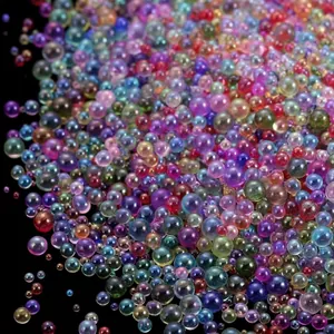 Iridescent Glass Beads No-Hole Transparent Micro Bubble Beads For DIY Nail Art Craft Jewelry Making Decorative Accessories