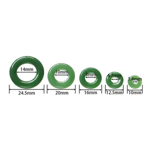 Tableau des dimensions des pendentifs anneaux en verre imitation jade pour bijoux DIY.