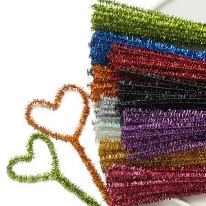 Multicolor glitter pipe cleaners for DIY crafts shown in various vibrant sparkling colors