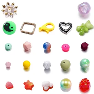Gemischtes DIY Schmuck Perlen Set Für Armband Halskette Bunte Acryl Harz Silikon Unregelmäßige Runde Perlen Handgemachtes Zubehör
