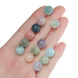 Detailed view of 10mm multi-color cracked glass beads for DIY jewelry making projects