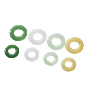 Collection d'anneaux beignets en imitation jade en verre pour la création de bijoux
