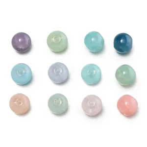 Detailed view of 10mm crackle opal glass beads in various pastel colors for DIY jewelry