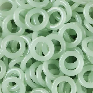 Anillos de vidrio verde pálido para joyería DIY con acabado de imitación de jade