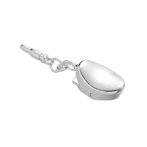 Macro view of silver-toned jewelry calotte bead tip clasp for necklace wire finishing
