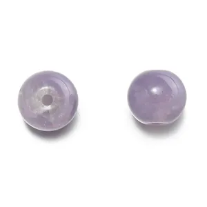 Close-up of 10mm lavender crackle glass beads showing intricate ice-crack detail.
