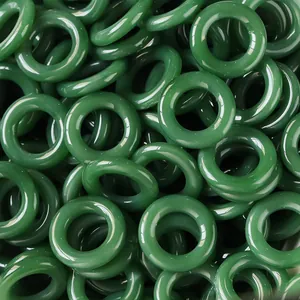 Anillos de vidrio verde oscuro para joyería DIY con acabado liso de imitación de jade