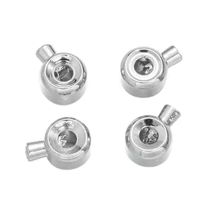 Detail view of silver-plated jewelry findings for bead necklace DIY crafting projects