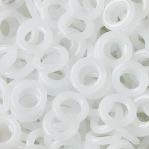 Anillos redondos de vidrio imitación jade blanco para hacer joyas DIY y cuentas a mano