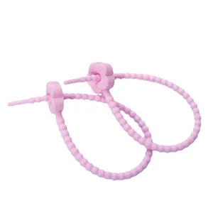 Rosa Silikon-Kabelbinder mit Blumenkopf für Kabelmanagement und DIY-Lagerung