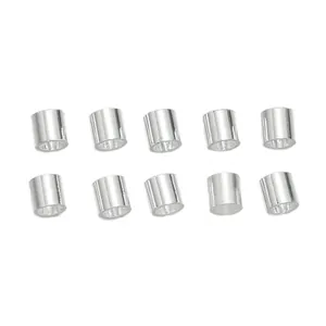 Set of ten silver-colored cylindrical metal crimp beads for DIY jewelry and necklace making