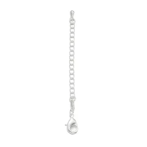 High-quality silver-plated jewelry extension chain with a lobster clasp detail view