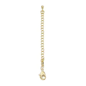 Detail view of 18K gold plated chain extender with lobster clasp for DIY jewelry