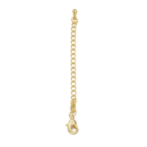 Detailed close-up view of 18K gold-plated jewelry extension chain with a lobster clasp