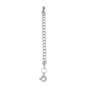 Silver-plated necklace extender chain with spring ring clasp for DIY jewelry making.
