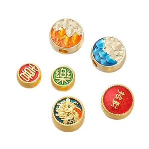 Set of traditional Chinese style alloy beads for DIY jewelry with auspicious motifs