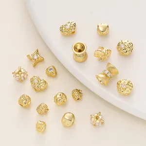 Perline Distanziatrici in Rame Placcato Oro 18K per Creazione Gioielli Fai-da-te Perline a Fiocco e Clessidra con Strass Accessori per Bracciali e Collane Artigianali