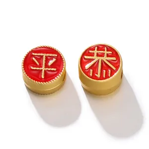 Détail des perles de transfert en or et émail rouge de style chinois pour bijoux DIY