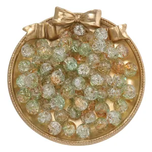 Vista detallada de cuentas de vidrio craquelado de 10 mm verde y marrón para joyas DIY