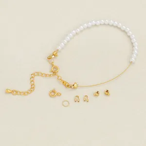 Professional DIY 18K gold plated jewelry making kit with white pearls and findings