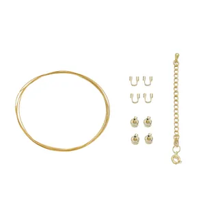 18K gold-plated DIY jewelry making findings kit with steel wire for handmade necklaces.