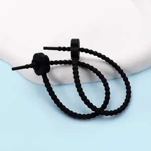 Black silicone cable tie with flower head and beaded texture for DIY cable storage