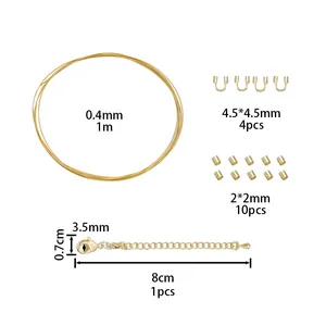 Premium 18K Gold Plated DIY Jewelry Making Kit with Steel Wire and Lobster Clasp Components