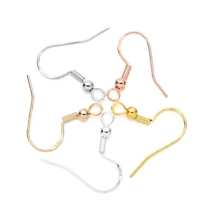 925 Sterling Silver Plated Copper Earring Hooks With Spring And Bead French Ear Hooks For DIY Jewelry Making Accessories