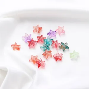 Detailed macro close-up of 15mm colorful glass starfish beads for DIY jewelry making