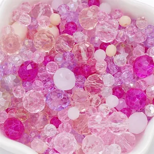 Assorted 4-8mm pink and purple crystal faceted beads for DIY jewelry making and crafting
