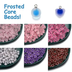Frosted Acrylic Bead Pendant DIY Jewelry Accessories Heart Round Candy Color Charms With Metal Loop For Handmade Craft Materials
