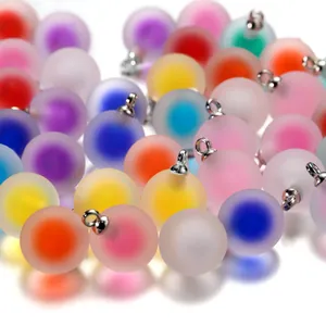 Colorful frosted acrylic round bead pendants for DIY jewelry making accessories.