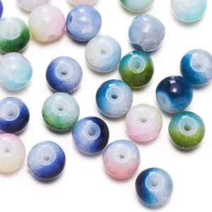 Close-up macro detail of 8mm colorful ice crackle glass beads for DIY jewelry making