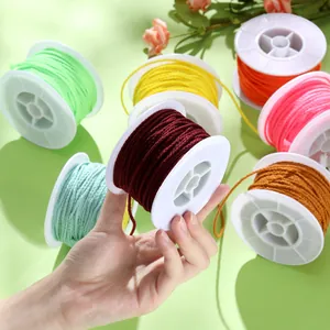 Detailed view of colorful non-elastic woven cords for DIY handmade jewelry making