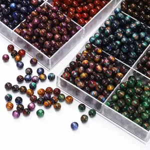 Vibrant two-tone resin cat-eye beads in various colors for DIY jewelry making sets