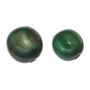 Two-tone green resin cat-eye round loose beads for DIY jewelry making accessories
