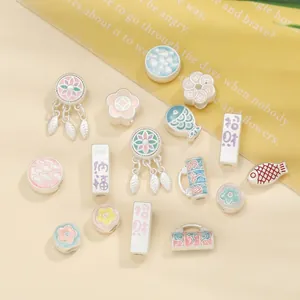 New Chinese style matte silver flower charms and lucky pendants for DIY jewelry making