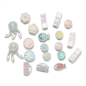 Elegant New Chinese style matte silver alloy charms with flower and fish motifs for DIY