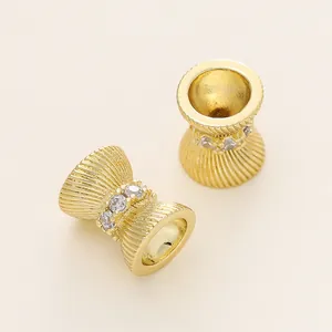 Perle distanziatrici a clessidra placcate oro 18K con zirconi per gioielli fai da te